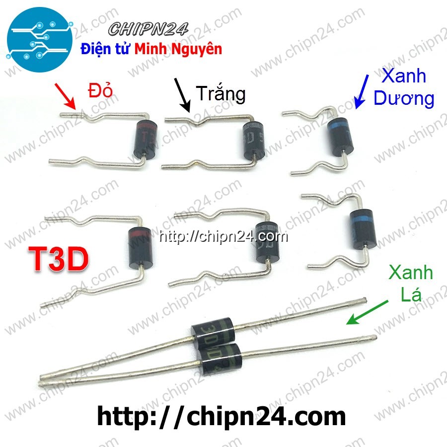 (KG2) Diode T3D (Đỏ/Xanh Lá/Xanh Dương/Trắng) - [Chọn Loại]