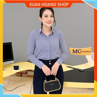 Áo Sơ Mi Nữ Công Sở Dài Tay Kẻ Sọc Caro Đẹp Mc Fashion, Chất Vải Mát Size Đủ, Màu Xanh Dương, Đen Tím Than Đỏ, Hồng A656