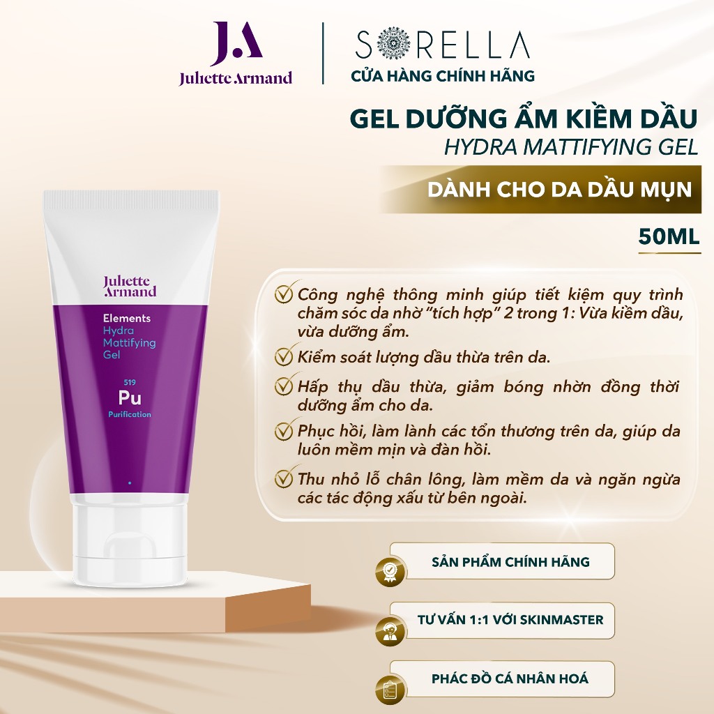 [JULIETTE ARMAND] Gel dưỡng ẩm kiềm dầu Hydra Mattifying Gel