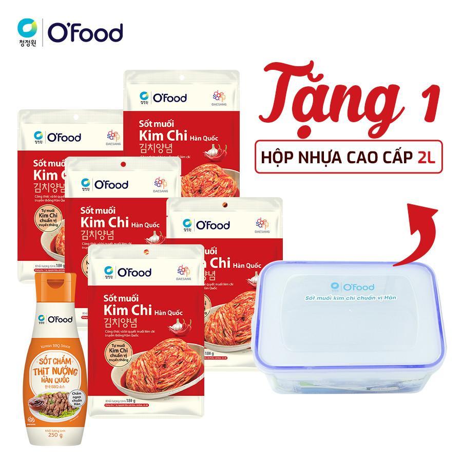 Combo 5 sốt muối kim chi và 1 sốt chấm thịt nướng O'food tặng 1 hộp nhựa cao cấp 2L