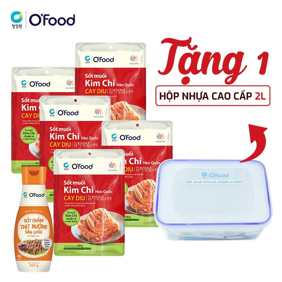 Combo 5 sốt muối kim chi và 1 sốt chấm thịt nướng O'food tặng 1 hộp nhựa cao cấp 2L