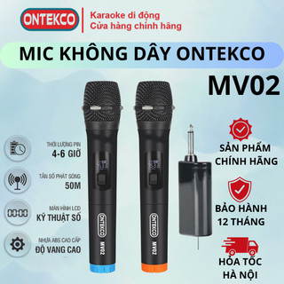 Micro hát karaoke ONTEKCO MV02 / MV01 không dây, hút âm tốt, chống hú cho loa kéo, dàn âm thanh, loa thanh