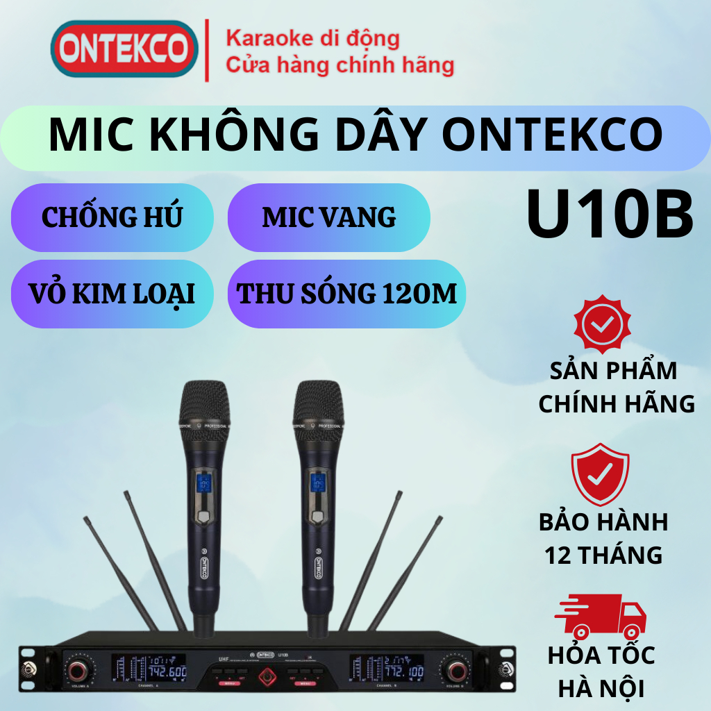 Bộ micro không dây ONTEKCO U10b hát karaoke chuyên nghiệp cao cấp chính hãng bảo hành 24 tháng