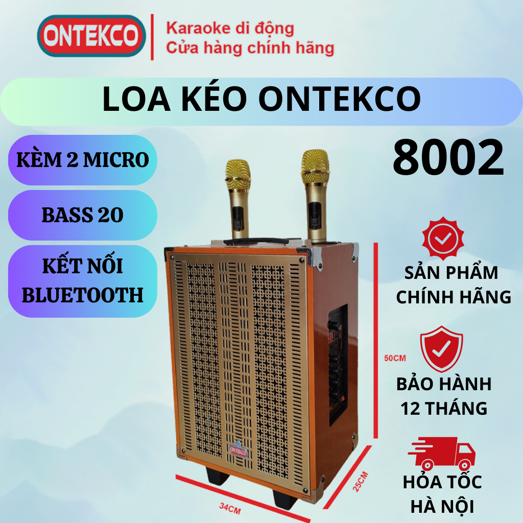 Loa kéo karaoke Ontekco 8001/8002 bass 20 - Nghe nhạc cực đã +Mic hát siêu hay ,Thời gian sử dụng tới 4-5 tiếng