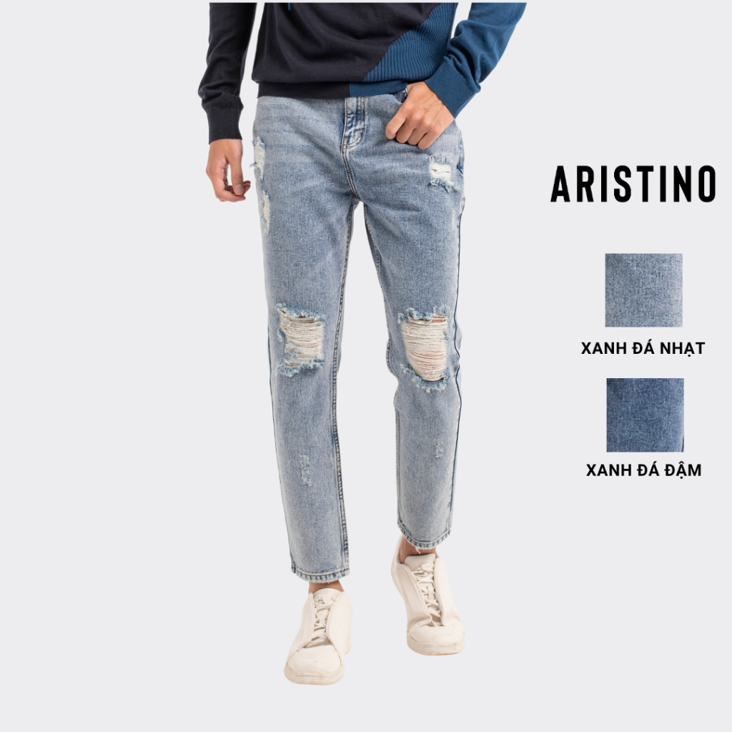 Quần Jeans nam ARISTINO suông rộng dáng casual fit, thiết kế trẻ trung, cotton đứng dáng - AJN00209