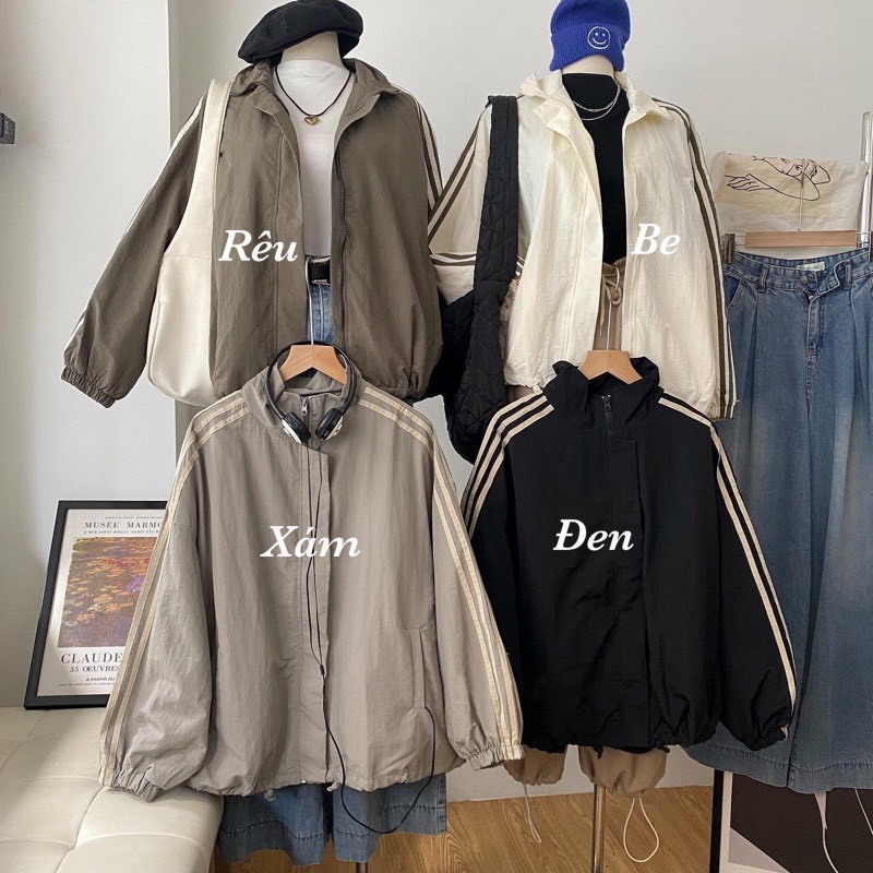 Áo Khoác Nữ, Áo Khoác Gió Dáng Basic Vạch Tay Full Bảng Màu Hàng Loại 1