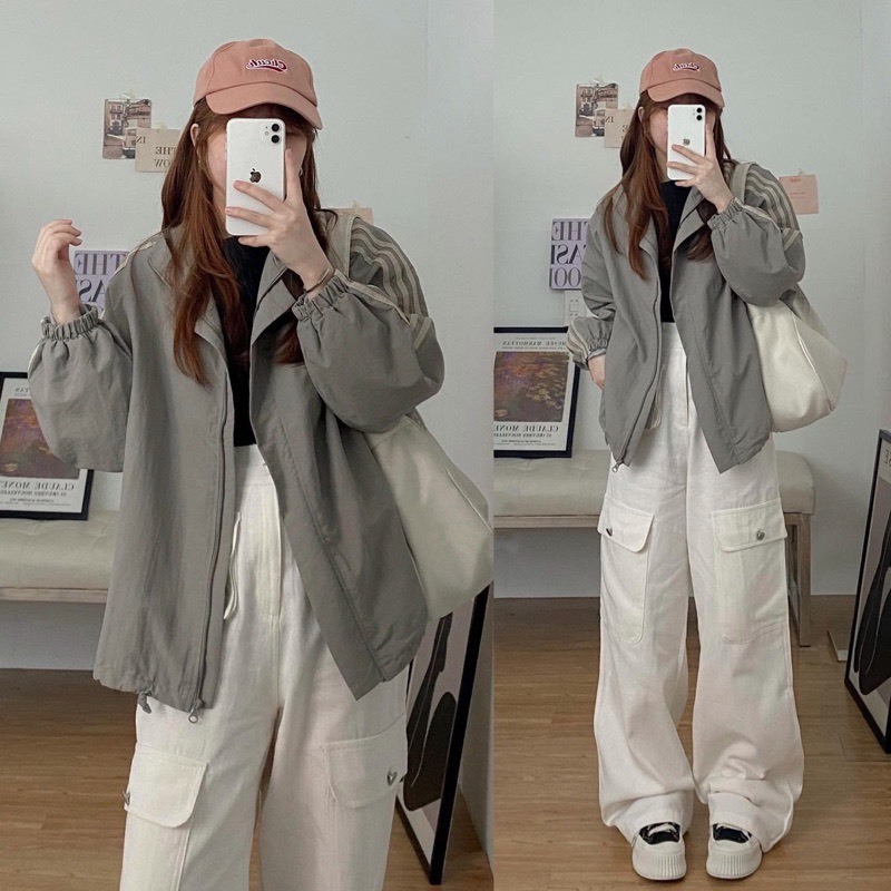 Áo Khoác Nữ, Áo Khoác Gió Dáng Basic Vạch Tay Full Bảng Màu Hàng Loại 1