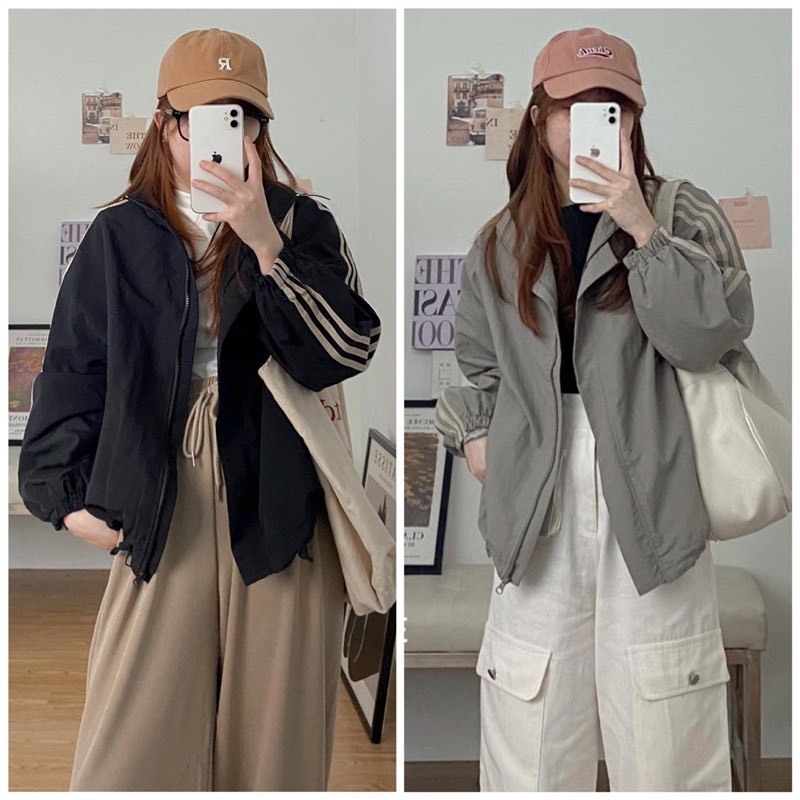 Áo Khoác Nữ, Áo Khoác Gió Dáng Basic Vạch Tay Full Bảng Màu Hàng Loại 1