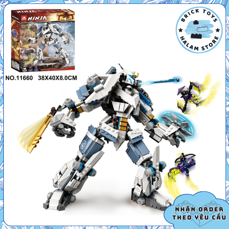 Đồ chơi lắp ráp Ninjago LARI 11660 71738 Zane Titan Mech - Mô hình lắp ghép xếp hình Robot titan của Zane
