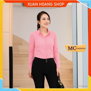 Áo Sơ Mi Nữ Công Sở Kẻ Sọc Caro Dài Tay Mc Fashion, Chất Vải Mát, Size Đủ, Màu Xanh Dương,Đen Tím Than, Hồng, Đỏ, A656