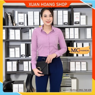 Áo Sơ Mi Nữ Đẹp Kiểu Công Sở Kẻ Sọc Dài Tay Mc Fashion, Size Đủ Chất Liệu Mát, Màu Xanh Dương Đen Tím Than, Hồng Đỏ A656