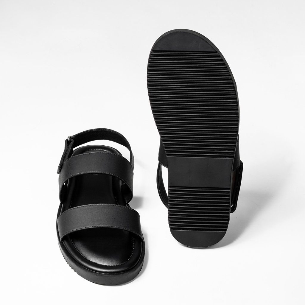 Dép Sandal Da Nam Denis MS01 Thanh Lịch Đen Êm Mềm  Cao Cấp