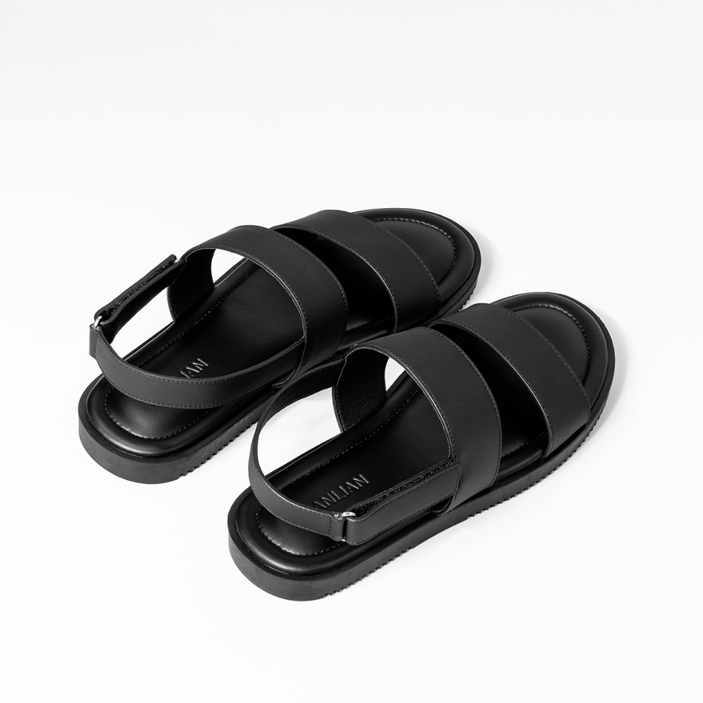 Dép Sandal Da Nam Denis MS01 Thanh Lịch Đen Êm Mềm  Cao Cấp