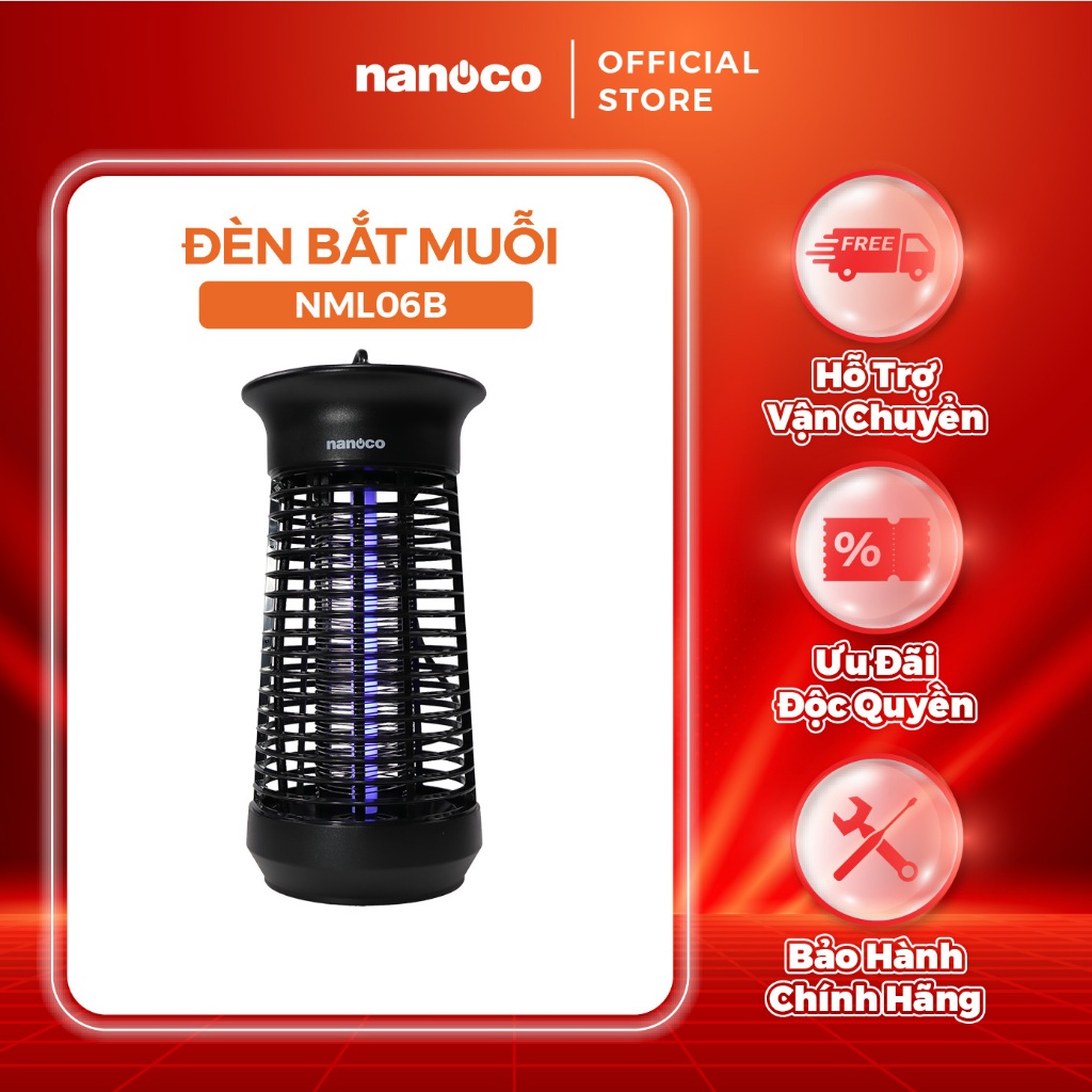 Đèn bắt muỗi Nanoco model NML06B/ NML18B tiêu diệt muỗi với lưới điện mạnh mẽ