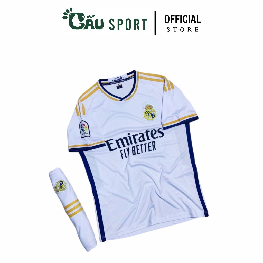 Quần áo bóng đá Gấu Sport vải thun lạnh cao cấp, co dãn 4 chiều ĐT - JP REAL MADRID 23/24
