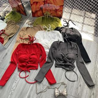 Áo thun áo croptop tay dài cột dây 136