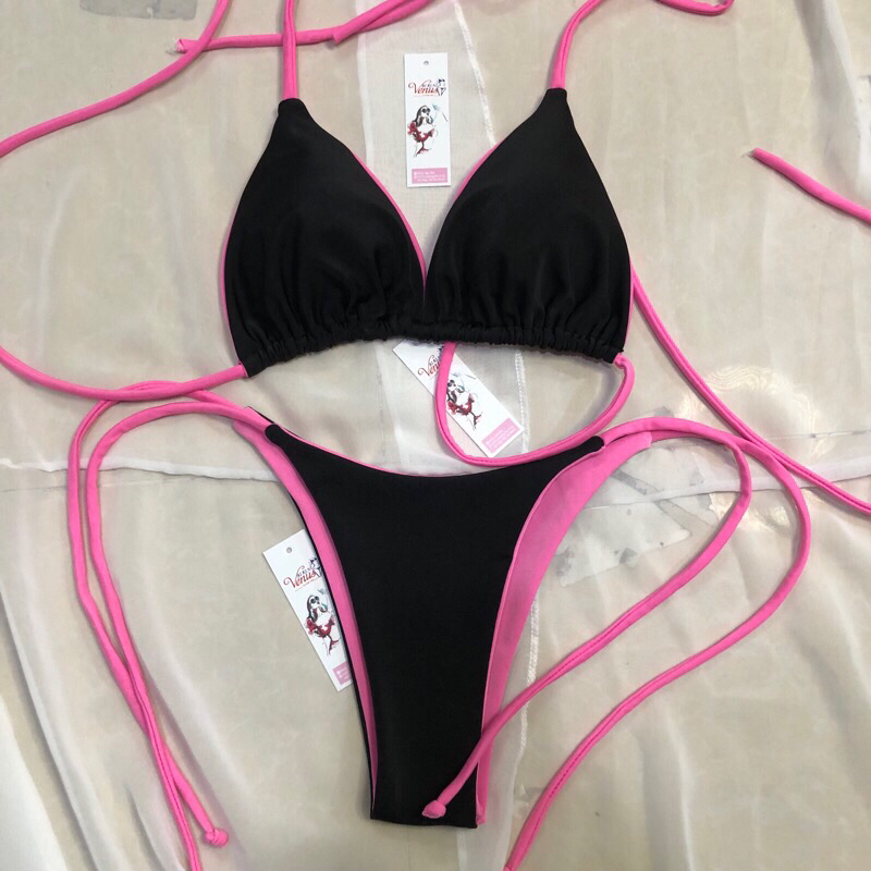 Bikini áo tắm 2 mảnh phối dây nhiều màu tam giác
