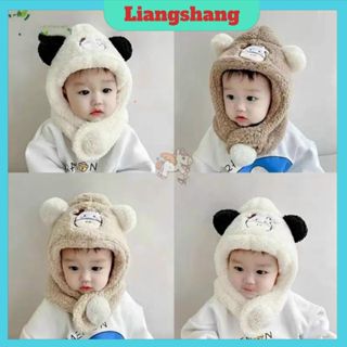 Mũ len mùa đông hình bò sữa - Mũ nón  lông cừu kèm khăn cổ nỉ bông giữ ấm cho bé từ 1-6 tuổi.