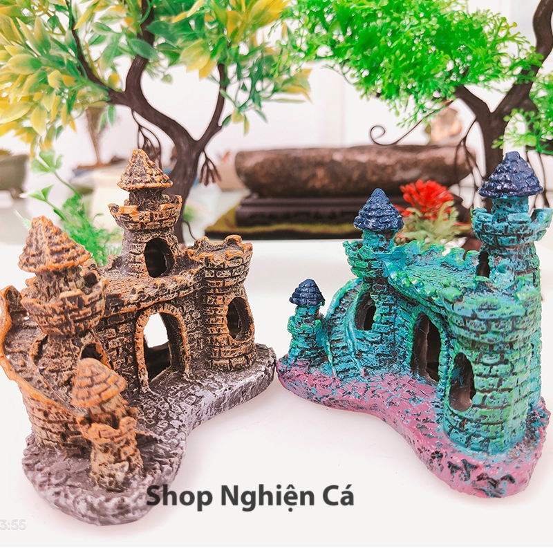 Mô hình Nhà Cổ - Lâu Đài - Nhà Tháp trang trí bể cá tiểu cảnh non bộ