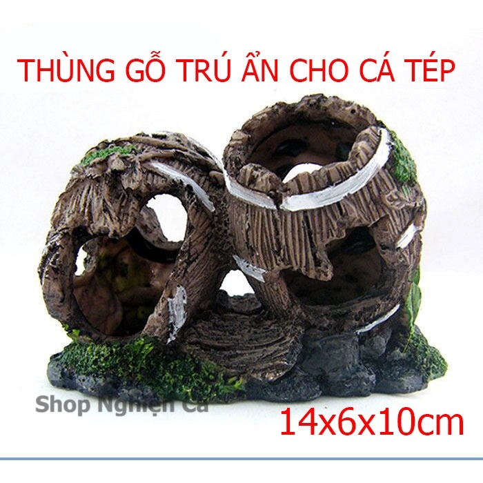 Mô hình thùng Phụ kiện trang trí cho bể cá thiết kế dạng hang động