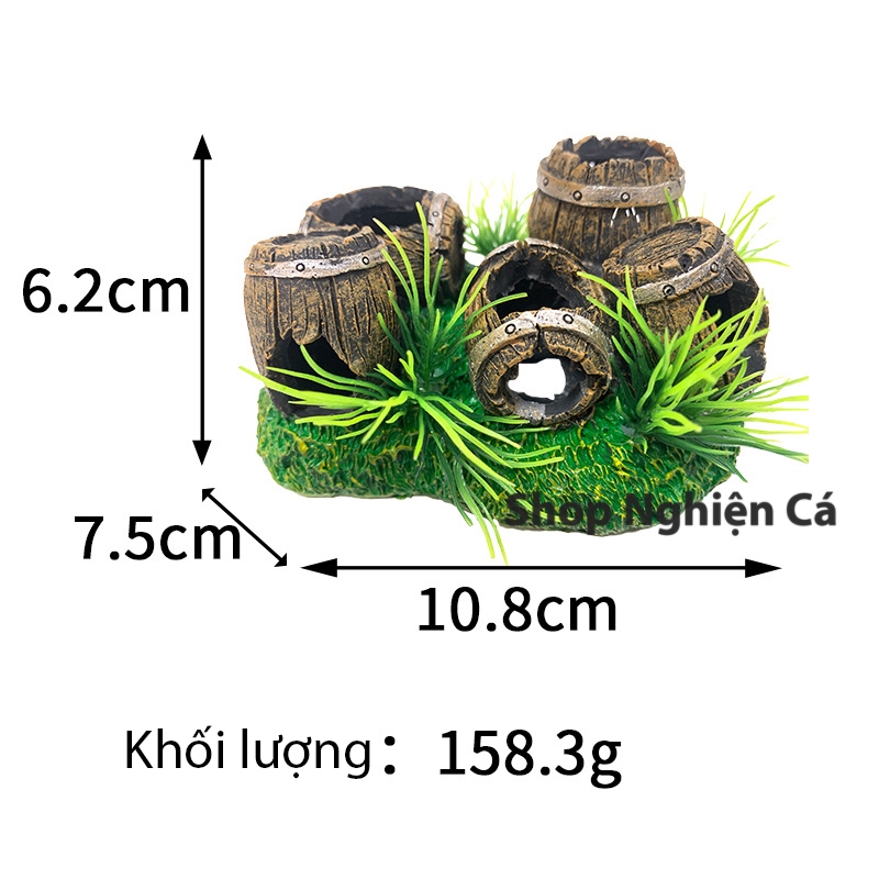 Mô hình thùng Phụ kiện trang trí cho bể cá thiết kế dạng hang động