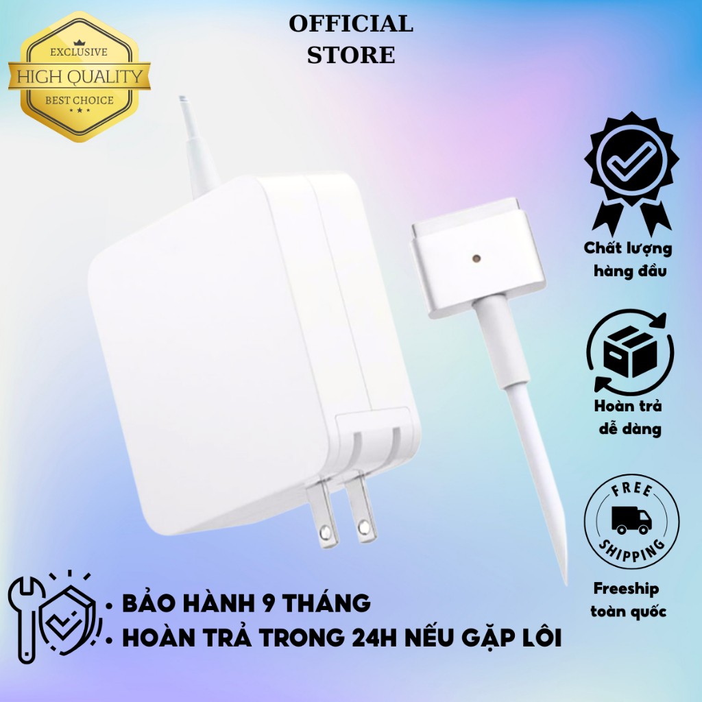 Sạc laptop 45W 60W 85W thay thế cho các dòng máy Air Pro A1425 A1465 A1466 A1502 A1398 Air 2008 tới đời 2017