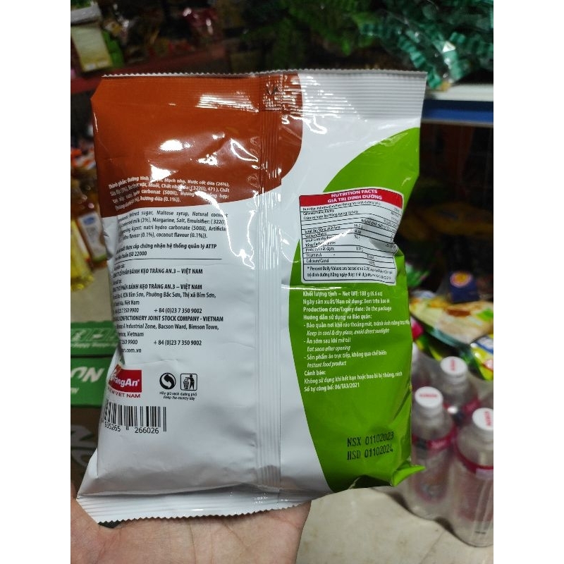 Kẹo dừa cà phê Mondy Tràng An gói 188g