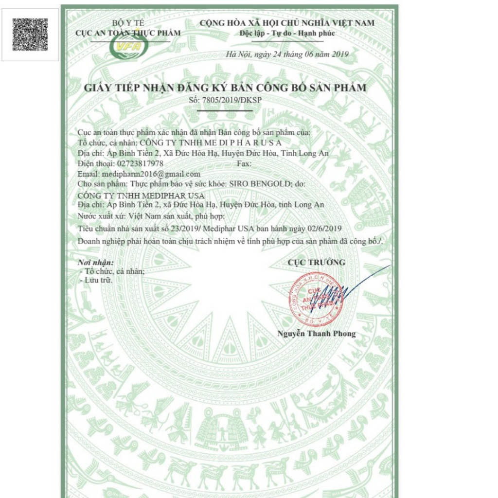 Siro Bengold Bổ Phế Giảm Ho