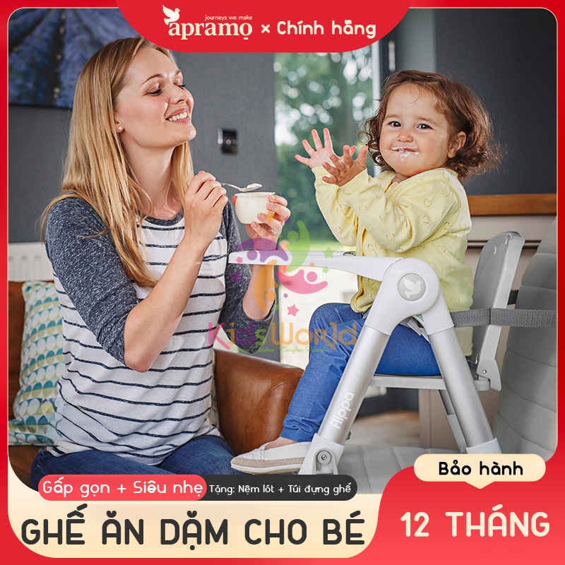 Ghế ăn dặm cho bé ⚡ Ghế ăn dặm Apramo Flippa gấp gọn siêu nhẹ, cực kỳ êm ái chính hãng bao gồm đệm l