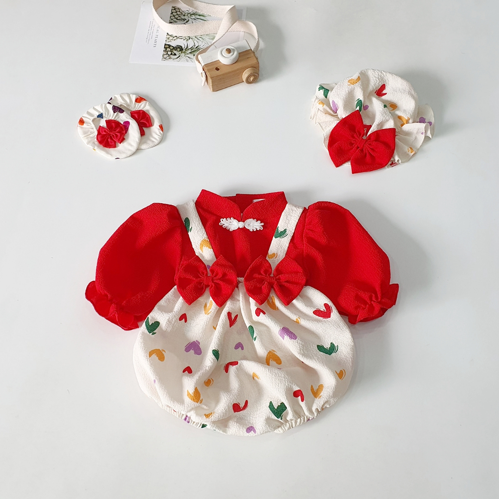 Set body váy cho bé gái kèm nón họa tiết hoa nhí dễ thương ⚡𝗙𝗥𝗘𝗘𝗦𝗛𝗜𝗣⚡ Bodysuit cho bé gái sơ sinh chất liệu mềm mát