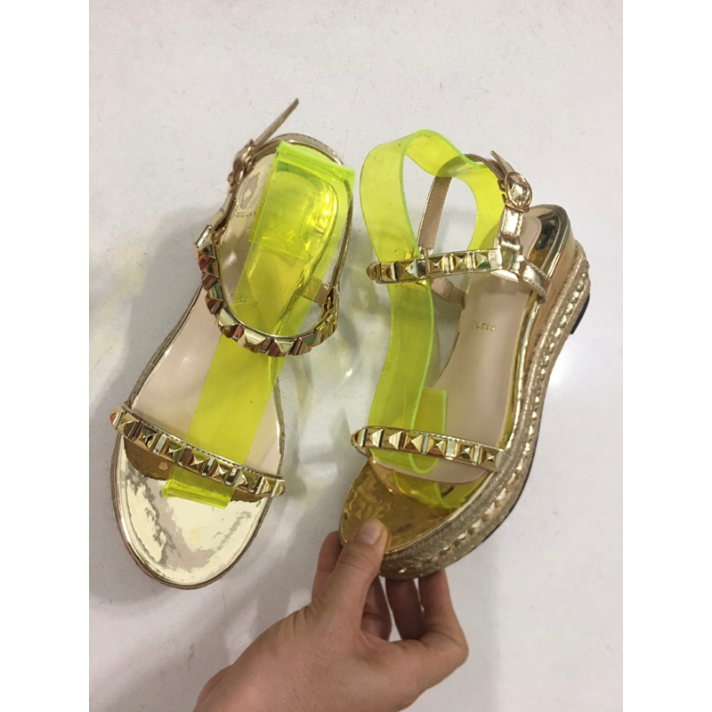 Dép quai hậu nữ đính đá sandal đế cao, hàng QC cao cấp