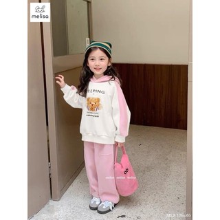 Bộ nỉ áo hoodie hồng dư xịn bé gái