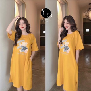 Váy bigsize dáng suông from rộng có túi cổ tim form dưới 70kg YoHoMi mã DTL11