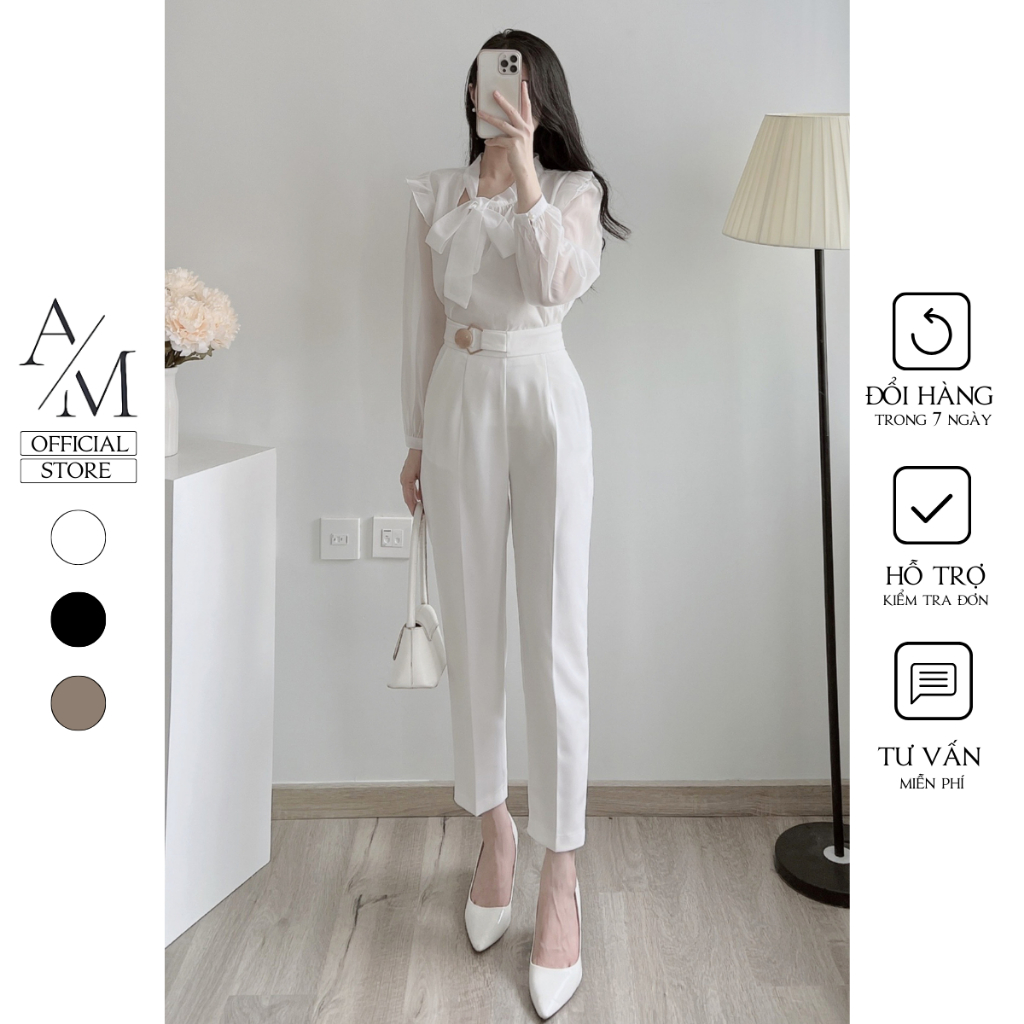 Quần baggy nữ lưng cao dáng suông ống đứng siêu tôn dáng chuẩn đẹp khóa sườn 99 Cag Priority - M486