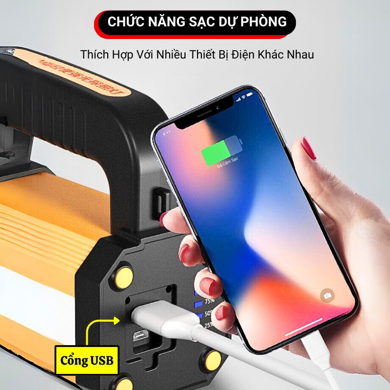 Đèn Pin Cầm Tay Kumo Siêu Sáng Chống Nước 3 Chế Độ Sáng Sạc Được Cho Điện Thoại