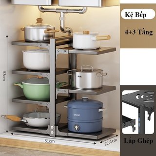 KỆ GIA VỊ NHÀ BẾP 2 TẦNG, KỆ CHỮ H KÈM THỚT, KỆ HAI TẦNG ĐA NĂNG