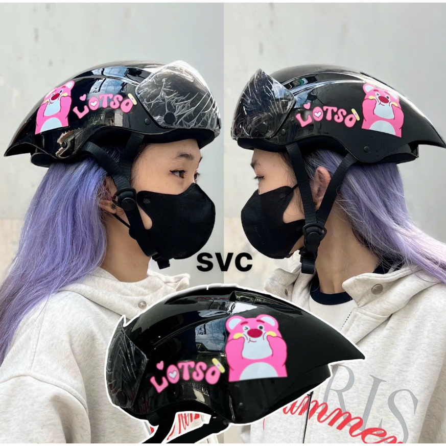 NÓN BẢO HIỂM THỂ THAO TEM GẤU DÂU