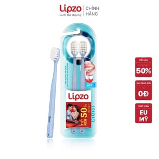 Bộ Đôi Tiết Kiệm Bàn Chải Đánh Răng Lipzo Orthor Cao Cấp Công Nghệ Chỉ Tơ 2 Đầu Mềm Mảnh Dành Cho Người Niềng Răng