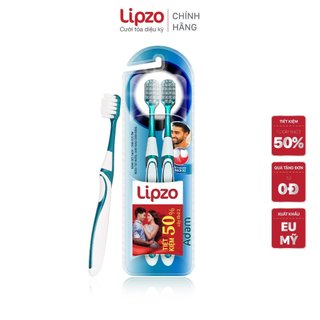 Bộ Đôi Tiết Kệm Bàn Chải Đánh Răng Lipzo Adam Cao Cấp, Cấu Tạo Lông Bàn Chải Đặc Biệt Tăng Hiệu Qủa Làm Sạch Mảng Bám