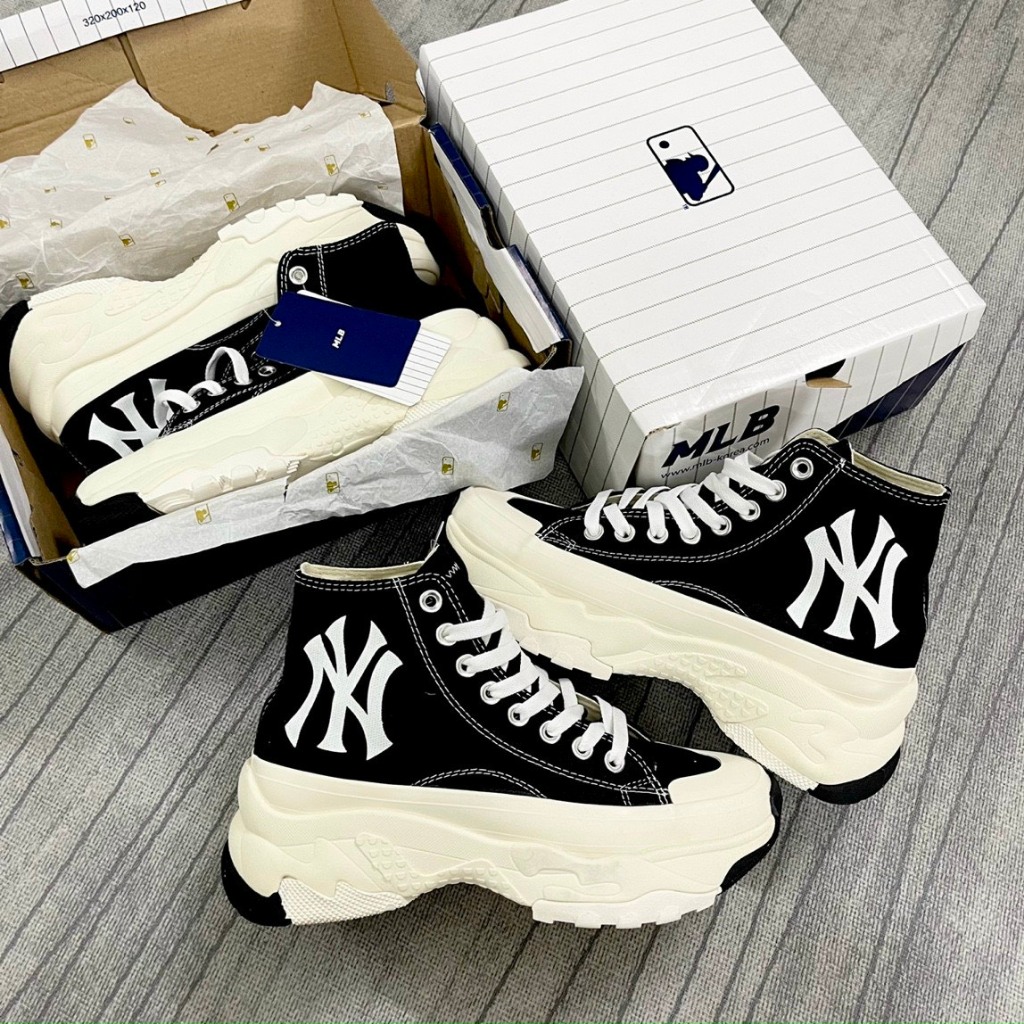 Giày thể thao MLB độn đế cổ cao mlb chunky high siêu phẩm hot trend, Giày sneaker chunky hight trắng,,MLB Ny Cao Cổ