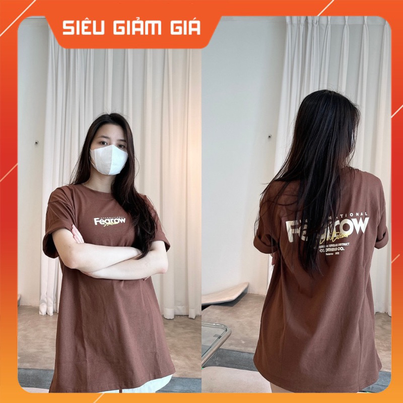 Áo Phông Nam Nữ 3158 Chất Cotton Khô Form Rộng Tay Lỡ FEAROW In Nổi Freesize