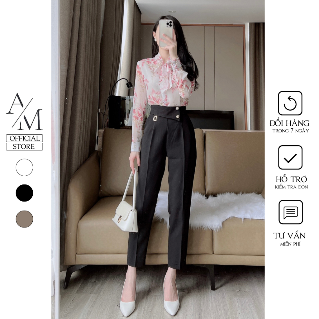 Quần baggy nữ công sở 99 Cag Priotity siêu tôn dáng ống đứng chuẩn đẹp khóa sườn - M583
