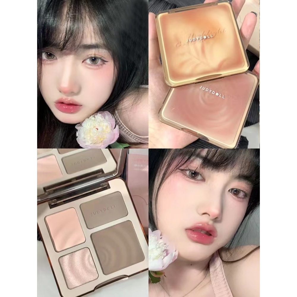 JUDYDOLL Bảng Phấn Tạo Khối Bắt Sáng mẫu mới Màu Lì Tự Nhiên Lâu Trôi Chống Nước
