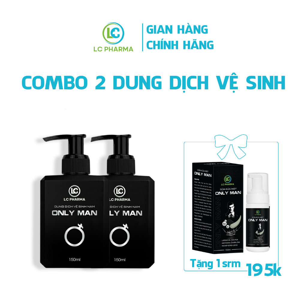 [Combo] 2 dung dịch vệ sinh kháng khuẩn khử mùi ONLY MAN - LC PHARMA tặng sửa rửa mặt