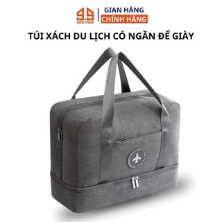 Túi xách du lịch có ngăn để giày, túi xách đựng đồ có lớp nilon chống thấm phù hợp đi du lịch, picnic