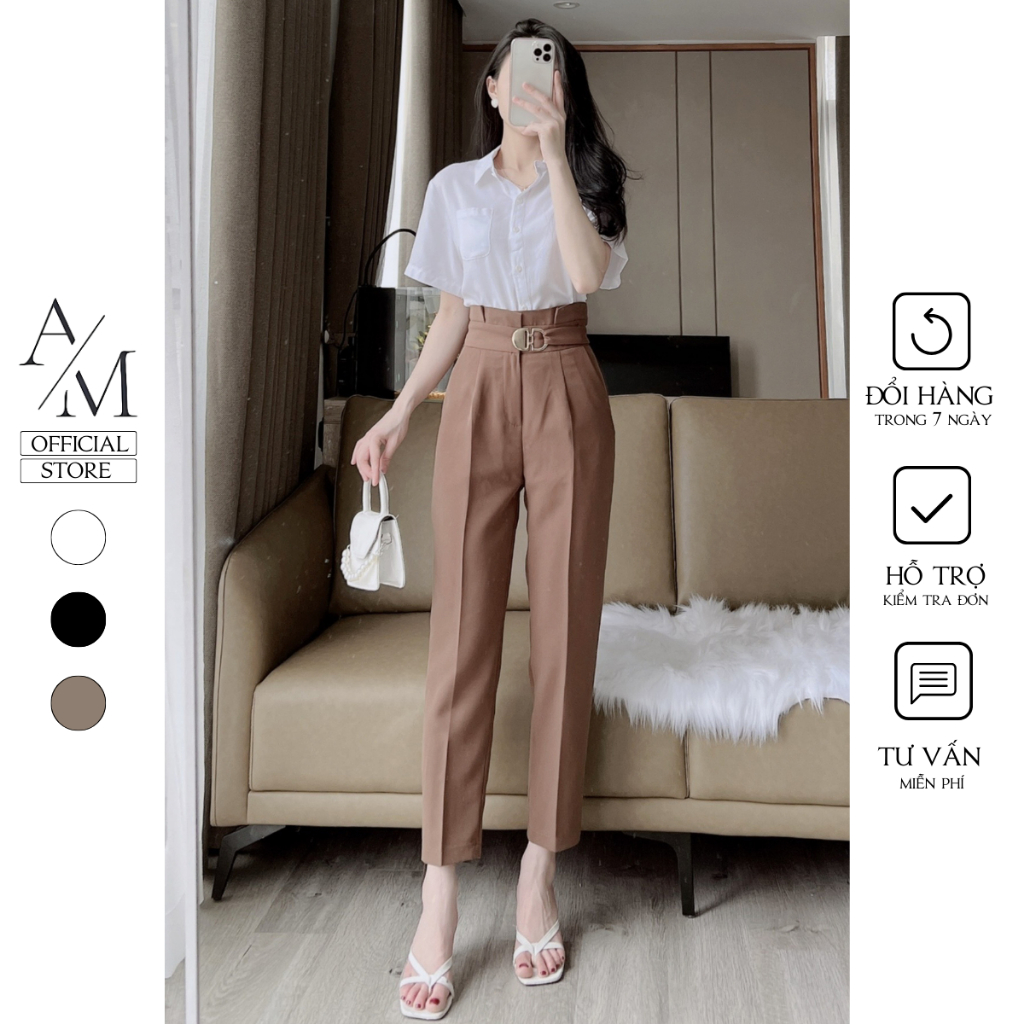 Quần tây công sở dáng basic cạp cao phối khóa trước tôn dáng 99 Cag Priority - M579
