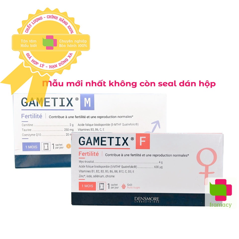 Thực phẩm hỗ trợ sinh sản Densmore Gametix M/F, Pháp (30 gói) tăng khả năng thụ thai cho nam/nữ từ 18 tuổi