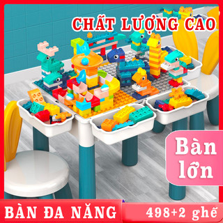Bộ bàn xếp hình size lớn kèm ghế cho bé, bàn lắp ghép xếp hình đa năng cho trẻ em