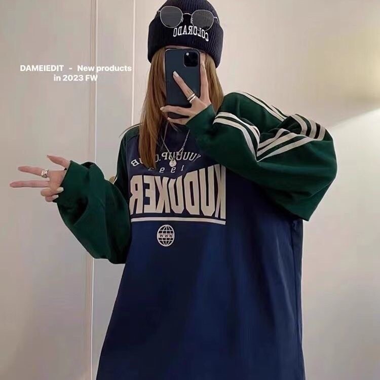Áo Nỉ Nam Nữ, Áo Sweater Phối Sọc Tay Chất Nỉ Tàu Phong Cách Hàn Quốc
