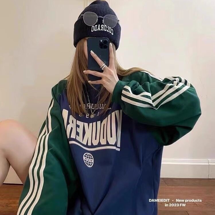 Áo Nỉ Nam Nữ, Áo Sweater Phối Sọc Tay Chất Nỉ Tàu Phong Cách Hàn Quốc